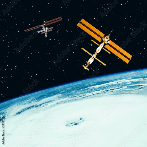 Space stations above the earth. The elements of this image furnished by NASA.