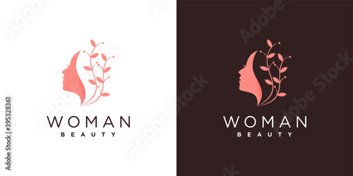 beauty logo style woman face premium vector