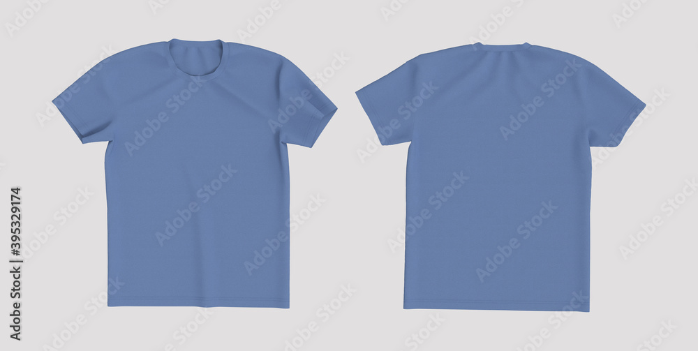 men's short- sleeve t-shirt mockup in front, and back views, design presentation for print, 3d illustration, 3d rendering men's short- sleeve t-shirt mockup in front, and back views, design presentation for print, 3d illustration, 3d rendering