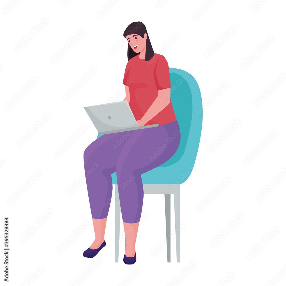 woman using laptop for meeting online in the chair vector illustration design woman using laptop for meeting online in the chair vector illustration design