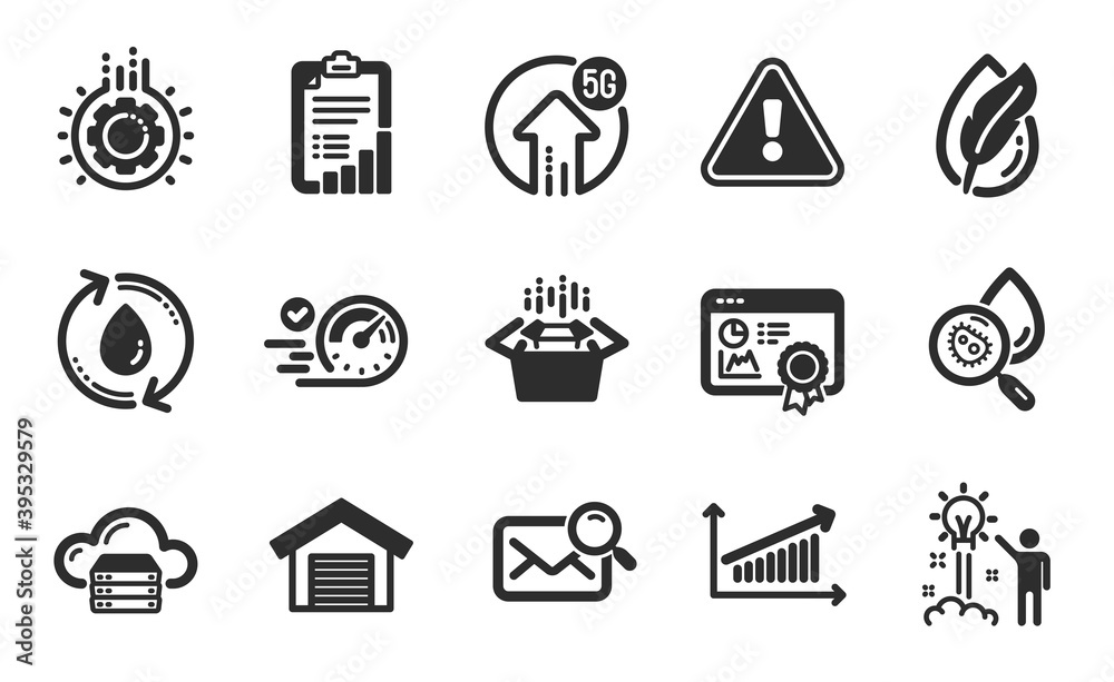 Hypoallergenic tested, Cloud server and 5g upload icons simple set. Packing boxes, Water analysis and Gear signs. Seo certificate, Refill water and Creative idea symbols. Flat icons set. Vector Hypoallergenic tested, Cloud server and 5g upload icons simple set. Packing boxes, Water analysis and Gear signs. Seo certificate, Refill water and Creative idea symbols. Flat icons set. Vector