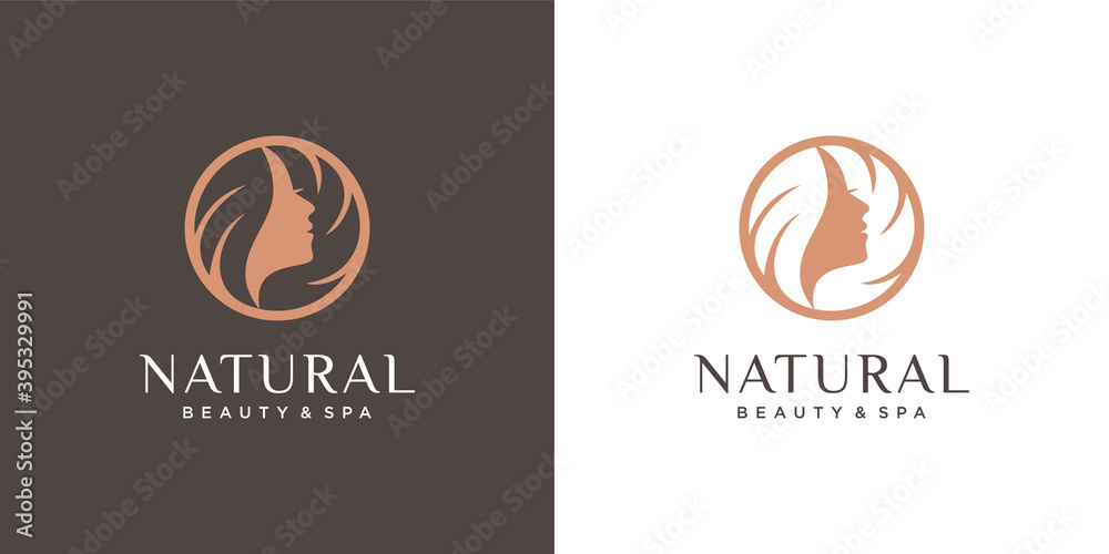 beauty hair logo premium vector - obrazy, fototapety, plakaty 