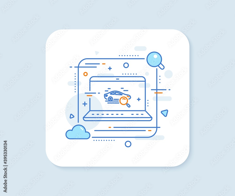 Search car line icon. Abstract vector button. Find transport sign. Magnify glass. Search car line icon. Laptop concept badge. Vector Search car line icon. Abstract vector button. Find transport sign. Magnify glass. Search car line icon. Laptop concept badge. Vector
