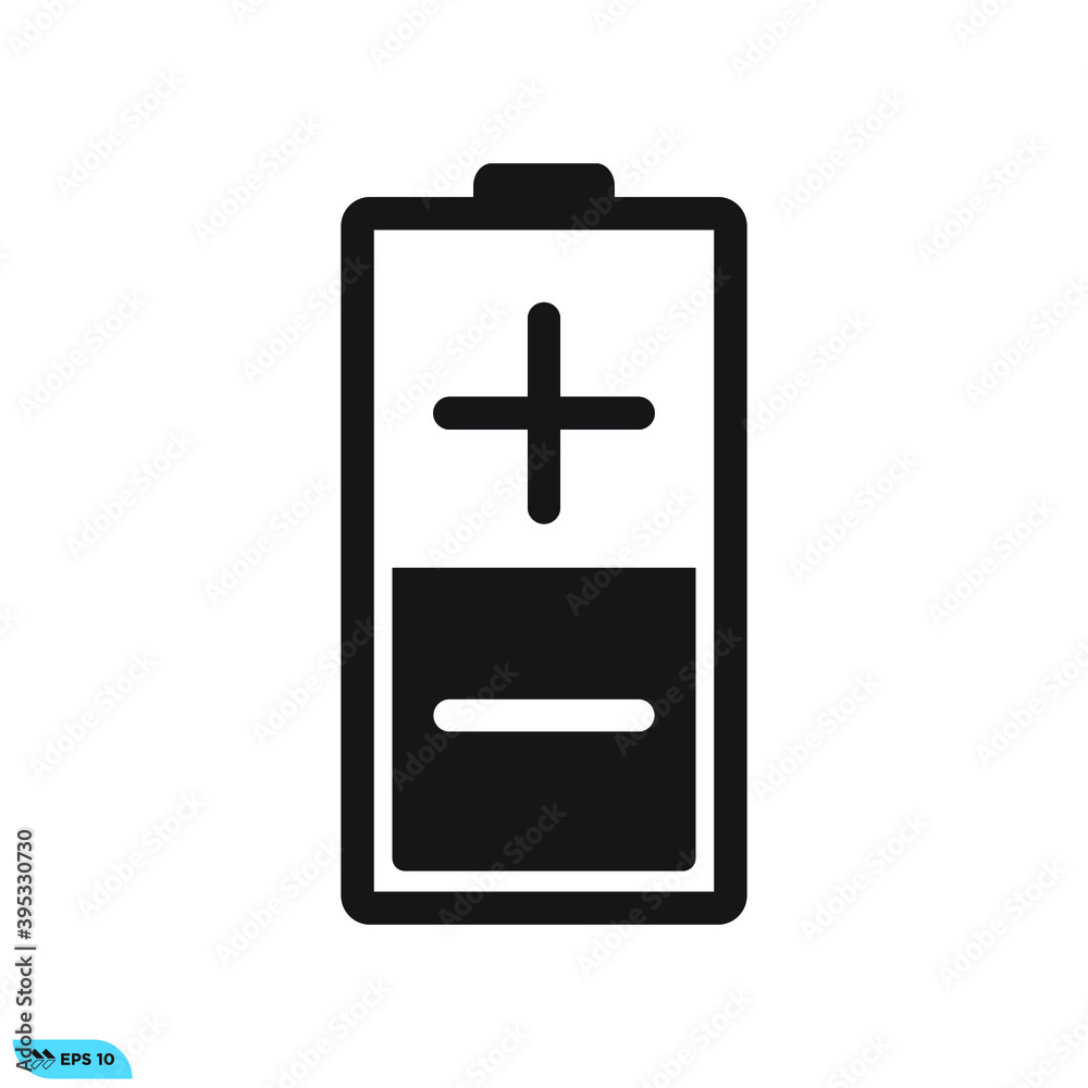 Icon vector graphic of Battery plus minus Icon vector graphic of Battery plus minus