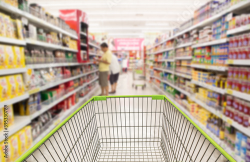 shopping cart in supermarket