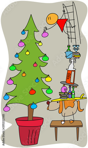 Decorando árbol de Navidad 