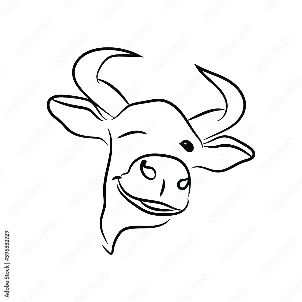 The 2021 Festive Bull winks and smiles. The bull is isolated on a white background. Vector illustration