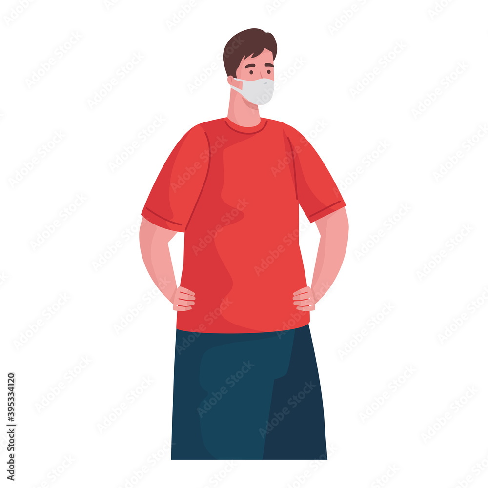 man wearing medical mask character vector illustration design
