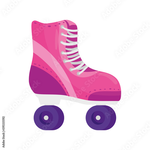 pink skate roller sport accessory icon vector illustration design