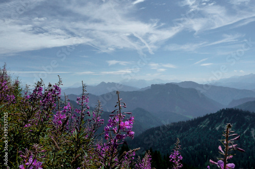 Mountain hiking tour to Hochgern mountain, Bavaria, Germany photo