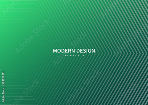 Abstract modern striped lines on green emerald background.