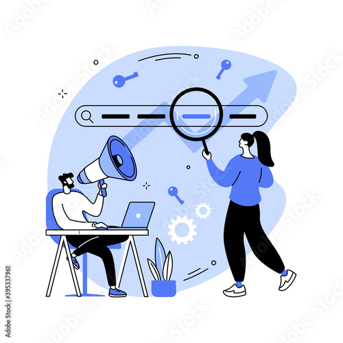 Keyword research abstract concept vector illustration. Keyword research service, website ranking, optimization solution, successful web campaign, professional SEO, menu element abstract metaphor.