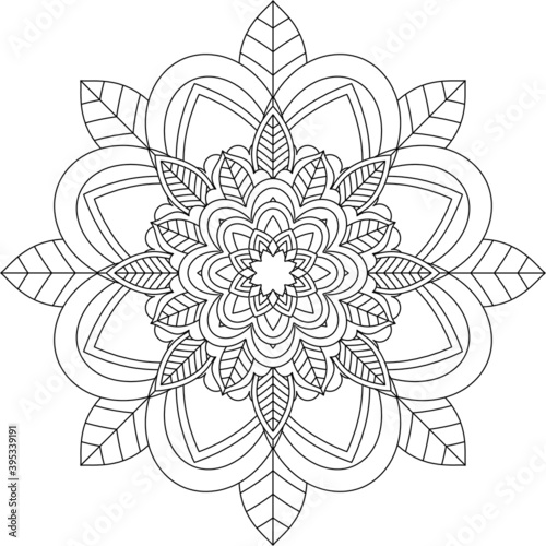 Easy Mandala coloring book simple and basic for beginners  seniors and children. Set of Mehndi flower pattern for Henna drawing and tattoo. Decoration in ethnic oriental  Indian style.