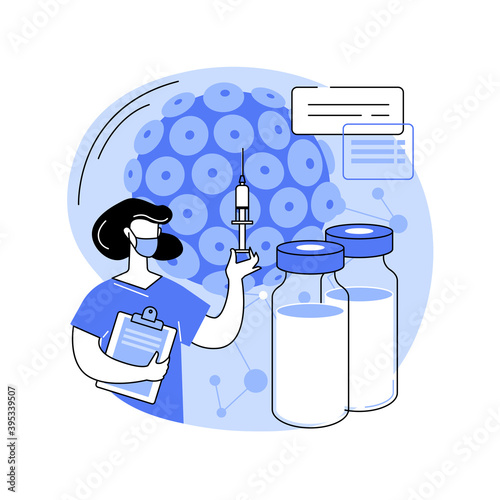 HPV vaccination abstract concept vector illustration. Protecting against cervical cancer, human papillomavirus immunization program, HPV vaccination, prevent infection abstract metaphor.