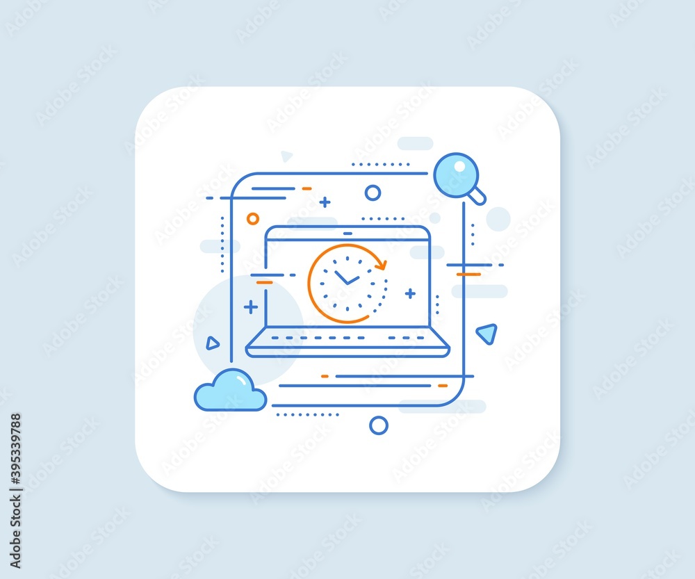 Time change line icon. Abstract vector button. Clock sign. Watch symbol. Time change line icon. Laptop concept badge. Vector Time change line icon. Abstract vector button. Clock sign. Watch symbol. Time change line icon. Laptop concept badge. Vector