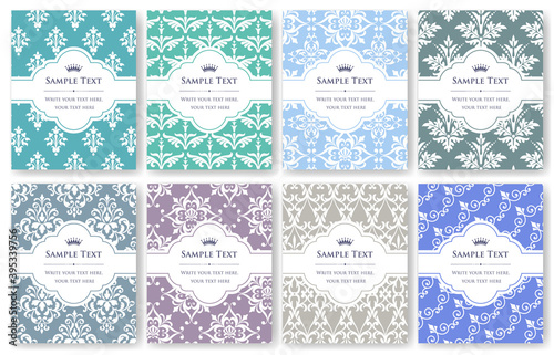 vintage seamless pattern background set.