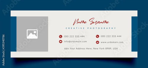 corporate email signature template with an author photo place modern layout	