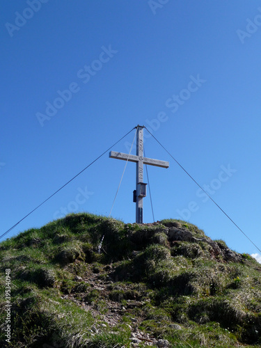 Summit cross of Gundleskopf mountain, Bavaria, Germany