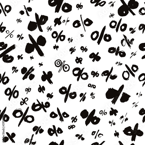Seamless pattern with percent sign drawings, design element for sale banners, cards, vouchers and coupons