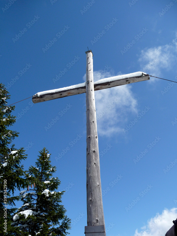 Summit cross of Ochsensitz mountain, Bavaria, Germany Summit cross of Ochsensitz mountain, Bavaria, Germany