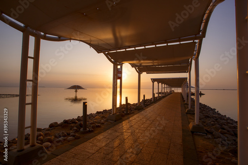  Dead Sea cost in Israel during sunset 
