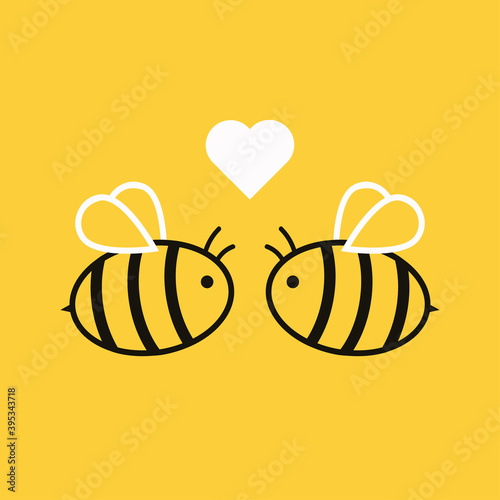Bee logo design. Bee vector. bee cartoon character design. free space for text.