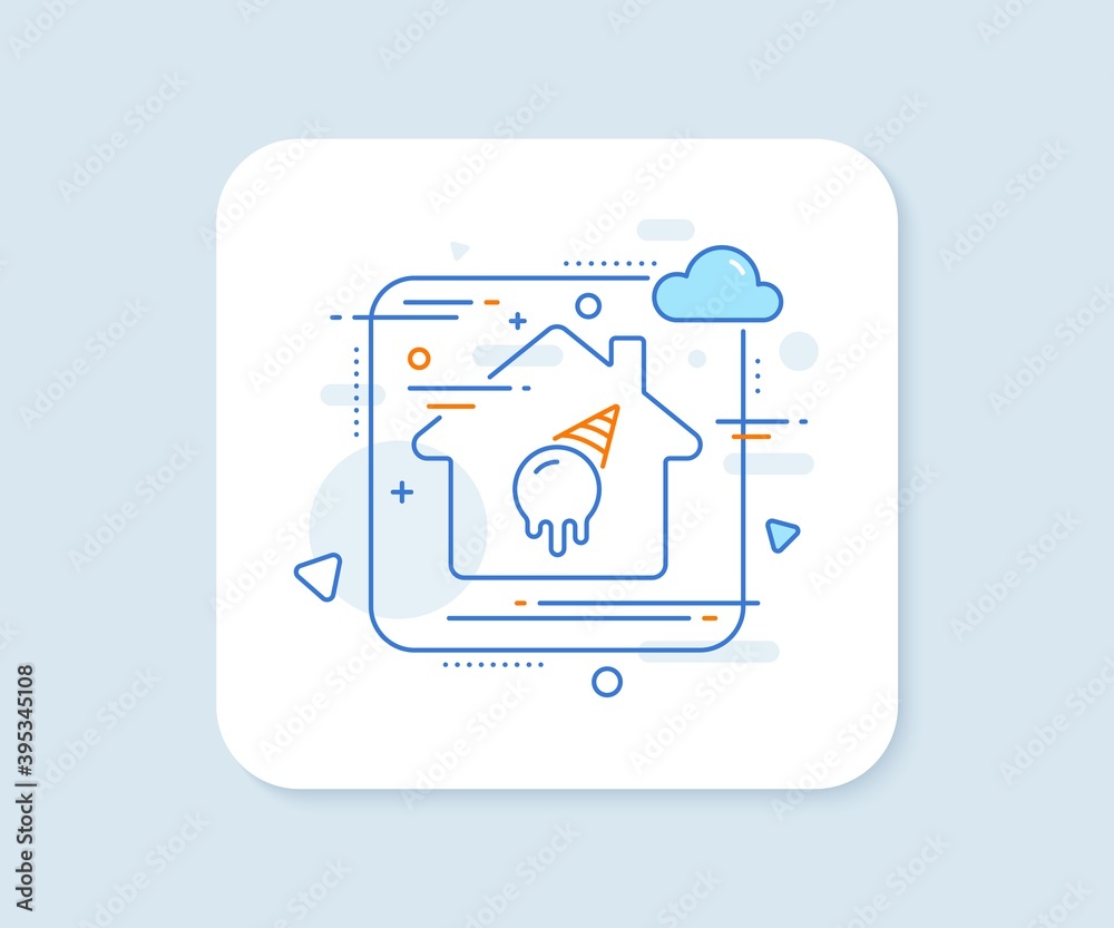Ice cream line icon. Abstract vector button. Vanilla sundae cone sign. Frozen summer dessert symbol. Ice cream line icon. Home concept badge. Vector