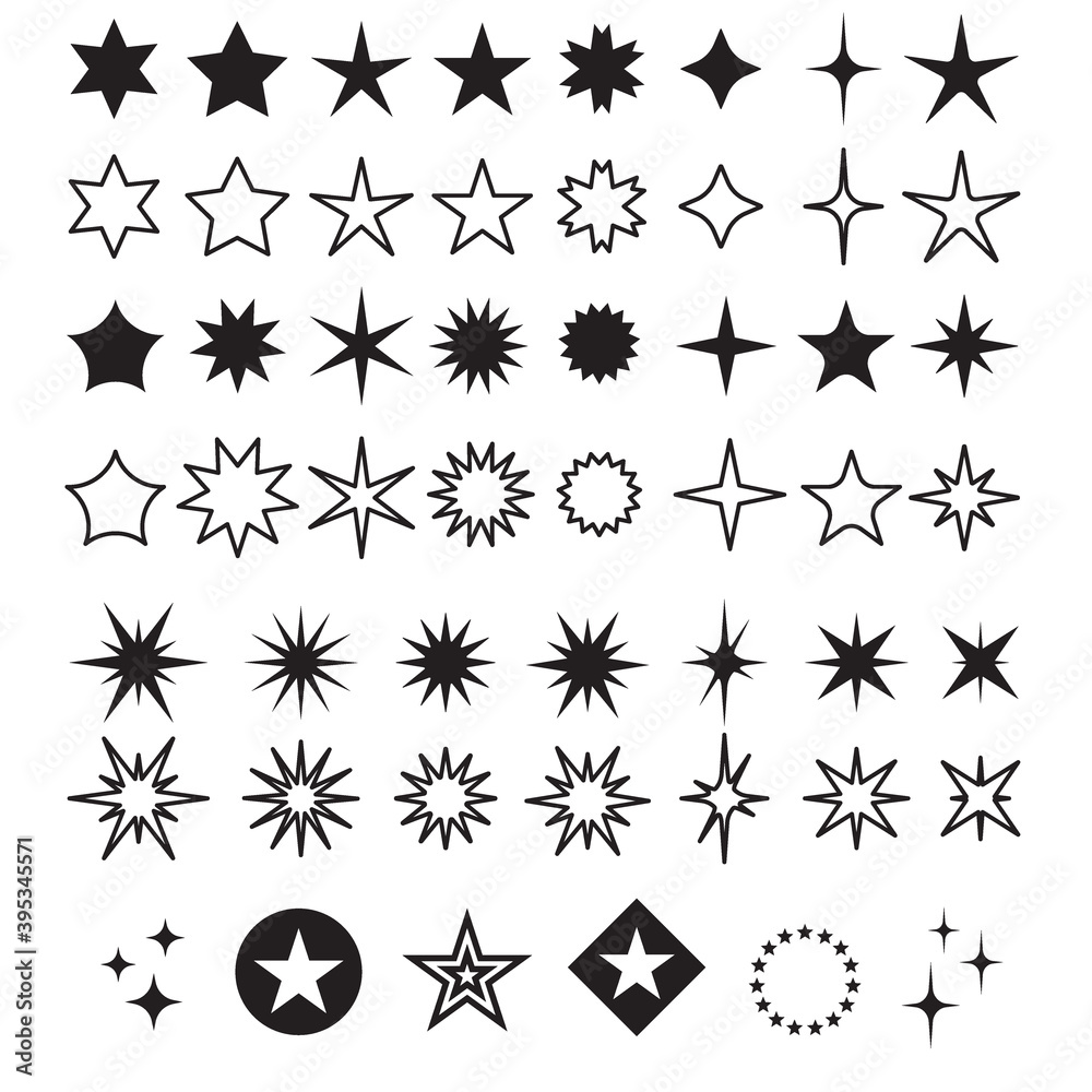 Star Shapes Symbol Icon Vector Illustration. Sparkles, shining burst. Y2k 