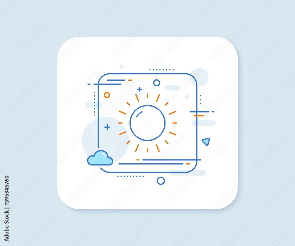 Sunny weather forecast line icon. Abstract square vector button. Summer sun sign. Sunny weather line icon. Quality concept badge. Vector Sunny weather forecast line icon. Abstract square vector button. Summer sun sign. Sunny weather line icon. Quality concept badge. Vector