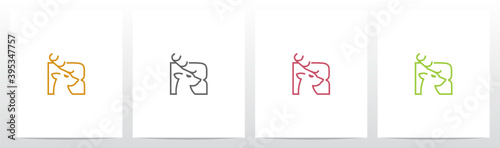 Deer Head On Letter Logo Design R