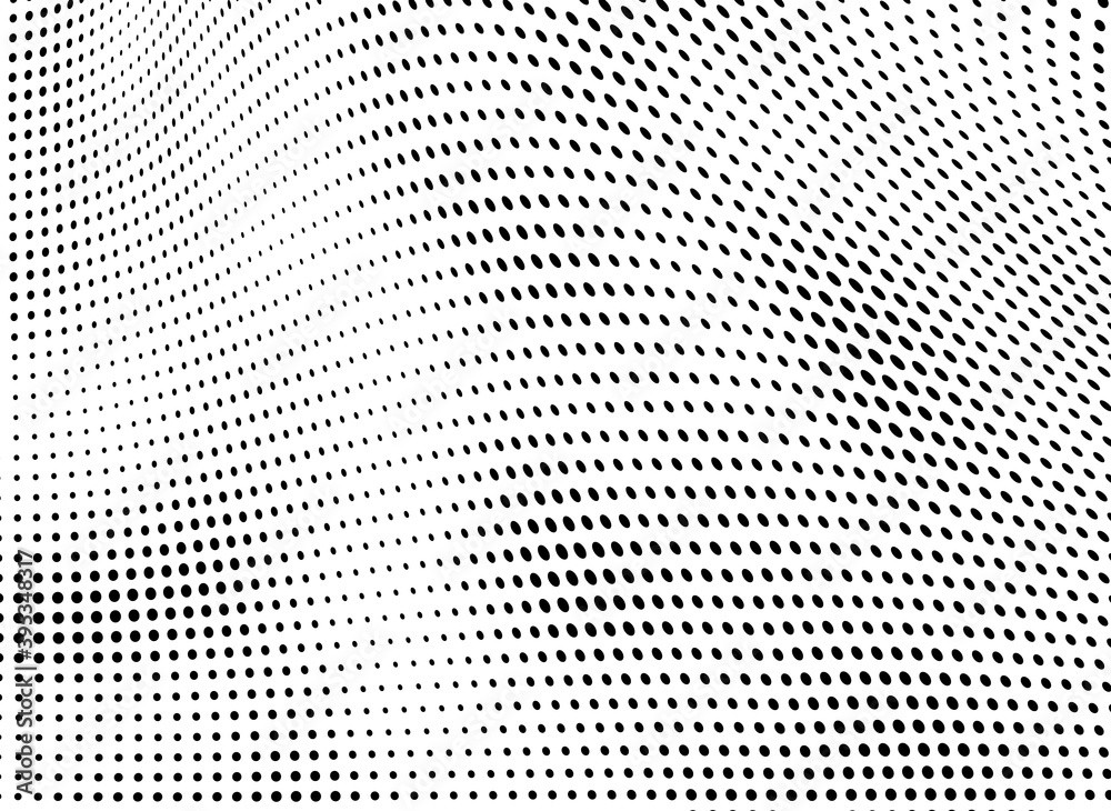 The halftone texture is monochrome. A wave of dots. Abstract black and white texture. Ink dots randomly placed on a white background. Pop art texture for printing on wrapping paper, business cards The halftone texture is monochrome. A wave of dots. Abstract black and white texture. Ink dots randomly placed on a white background. Pop art texture for printing on wrapping paper, business cards
