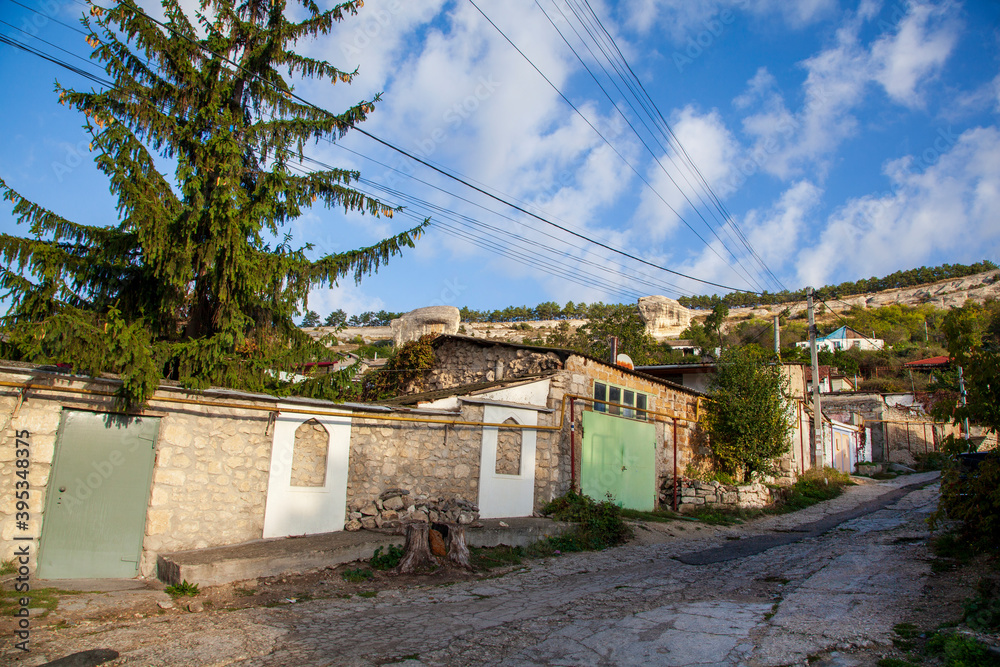 City streets in the town of Bakhchysarai, Russia, Crimea