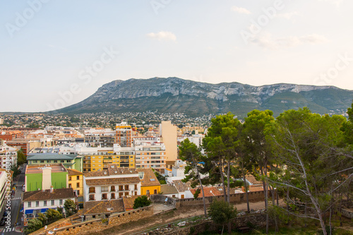 Denia cityscape. Aerial view from the historic moorish castle in the old town that holds the Palau del Governador. Costa Blanca, Alicante province, Valencian community, Spain.