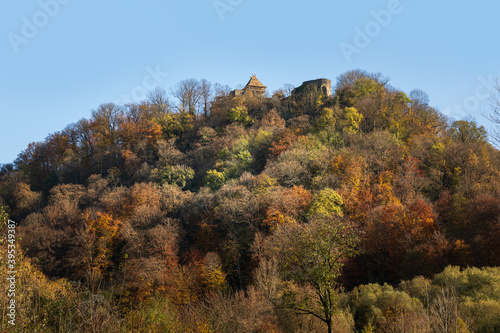 old castle in autumn forest photo