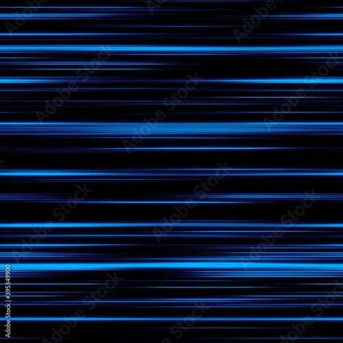 Seamless light trail pattern on black background. High quality illustration. Futuristic speed of light surreal glowing streaks. Blurred abstract highway traffic for background or wallpaper.