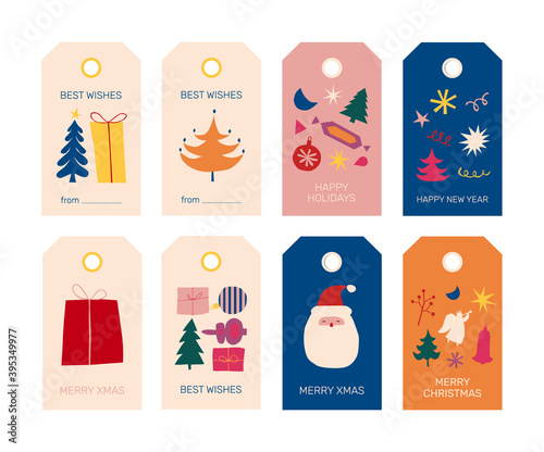 Vector set of 8 Christmas tags designs 
