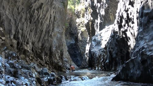 Alcantara river gorge near to Etna volcano in Sicily, Italy. Footage 4k photo