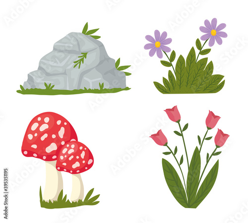 bundle of landscape set icons vector illustration design photo