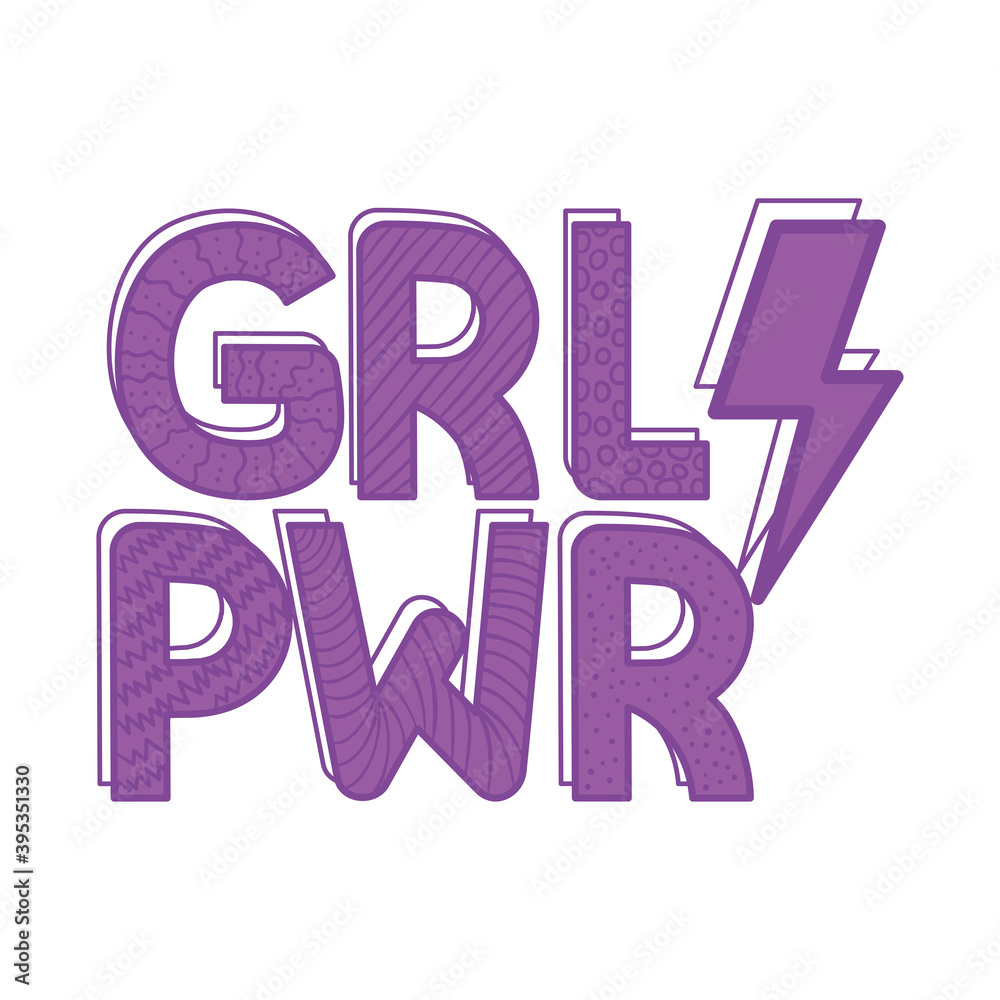 girl power lettering with ray vector illustration design girl power lettering with ray vector illustration design