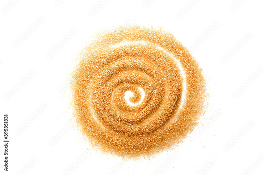Broun sugar heart shaped scrub isolated on white background.