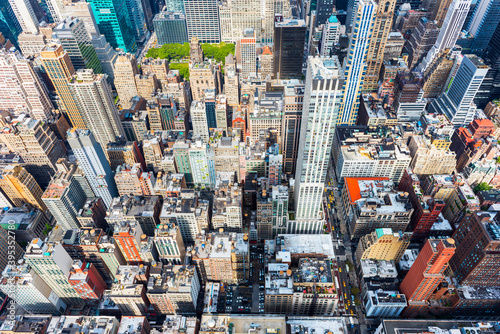 Manhattan skyline and skyscrapers aerial view. New York City  USA.