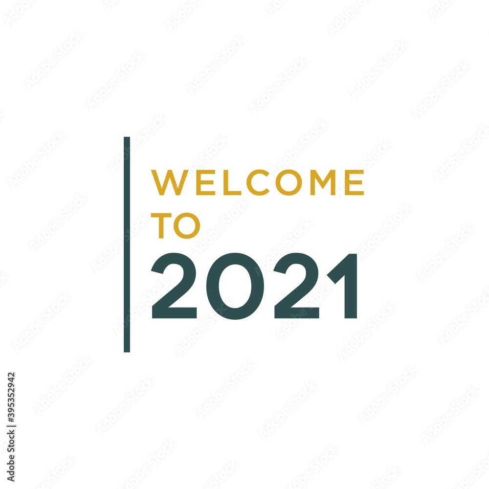 Welcome 2021 Happy New Year Logo Design Vector
