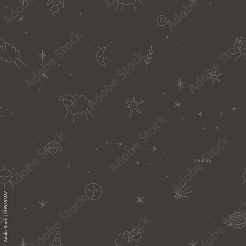 cute baby illustration. Sun and moon. space children's world. print interior poster. good dreams, baby bedroom