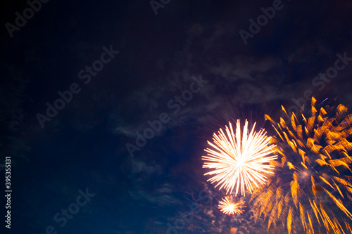 Brightly colorful fireworks and salute of various colors