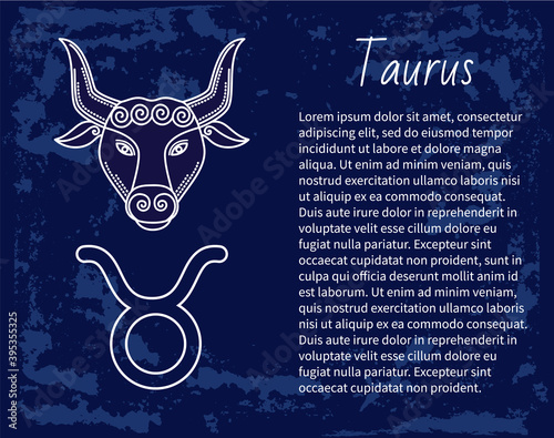 Taurus zodiac sign of bull with horns. Horoscope and astrology symbol of people born in april and may. taurens sign in circle, isolated icon in flat. Astrological element in circular shape vector