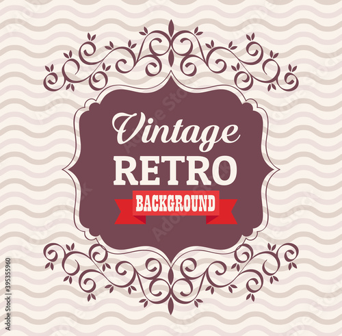vintage retro banner with elegant frame and ribbon vector illustration design