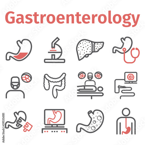 Gastroenterology line icons. Hospital department. Health center. Vector sign for web graphics.