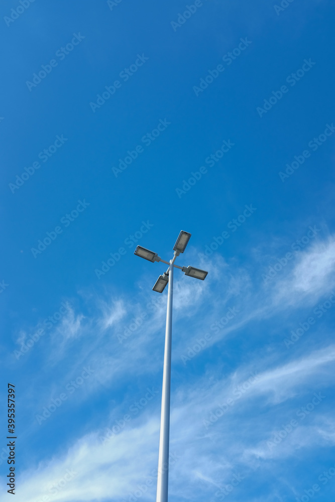 lamp post with blue sky