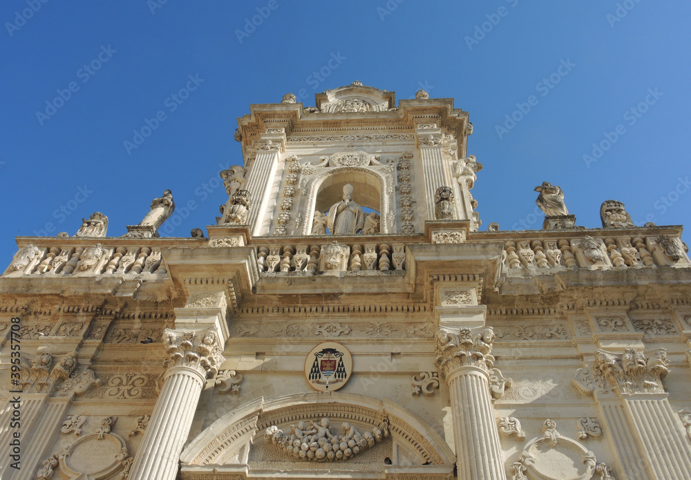 Stunning Baroque Cathedral with blue sky in Lecce, Italy
