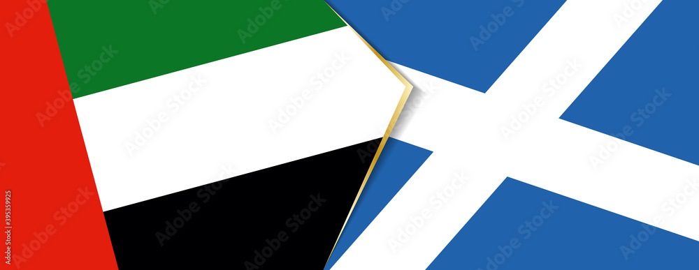 United Arab Emirates and Scotland flags, two vector flags.